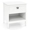 White Engineered Wood Side Table with Drawer, Shelf and Anti-Tip Safety